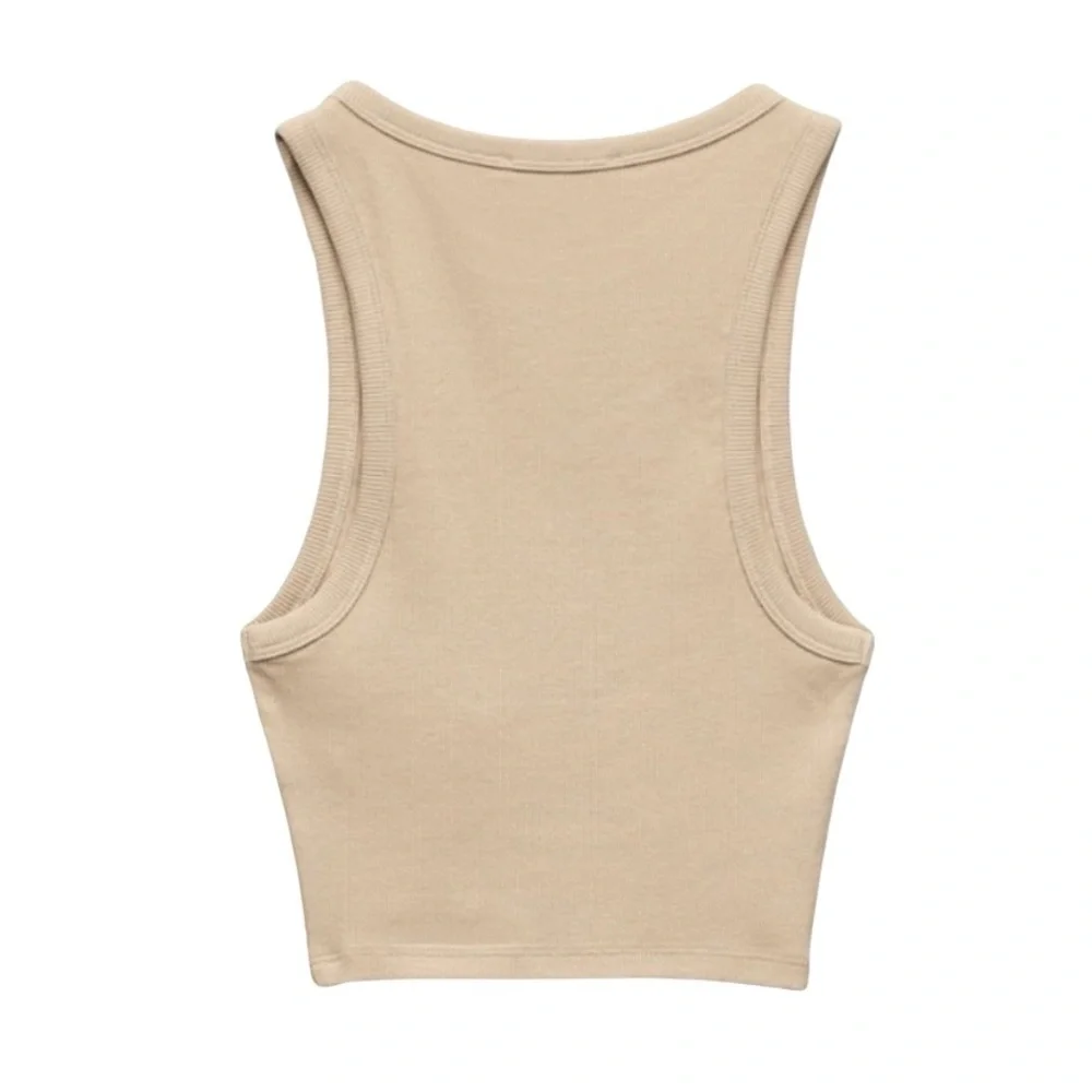 Zara Beige Sleeveless Crop Top Size Large - Picture 6 of 11
